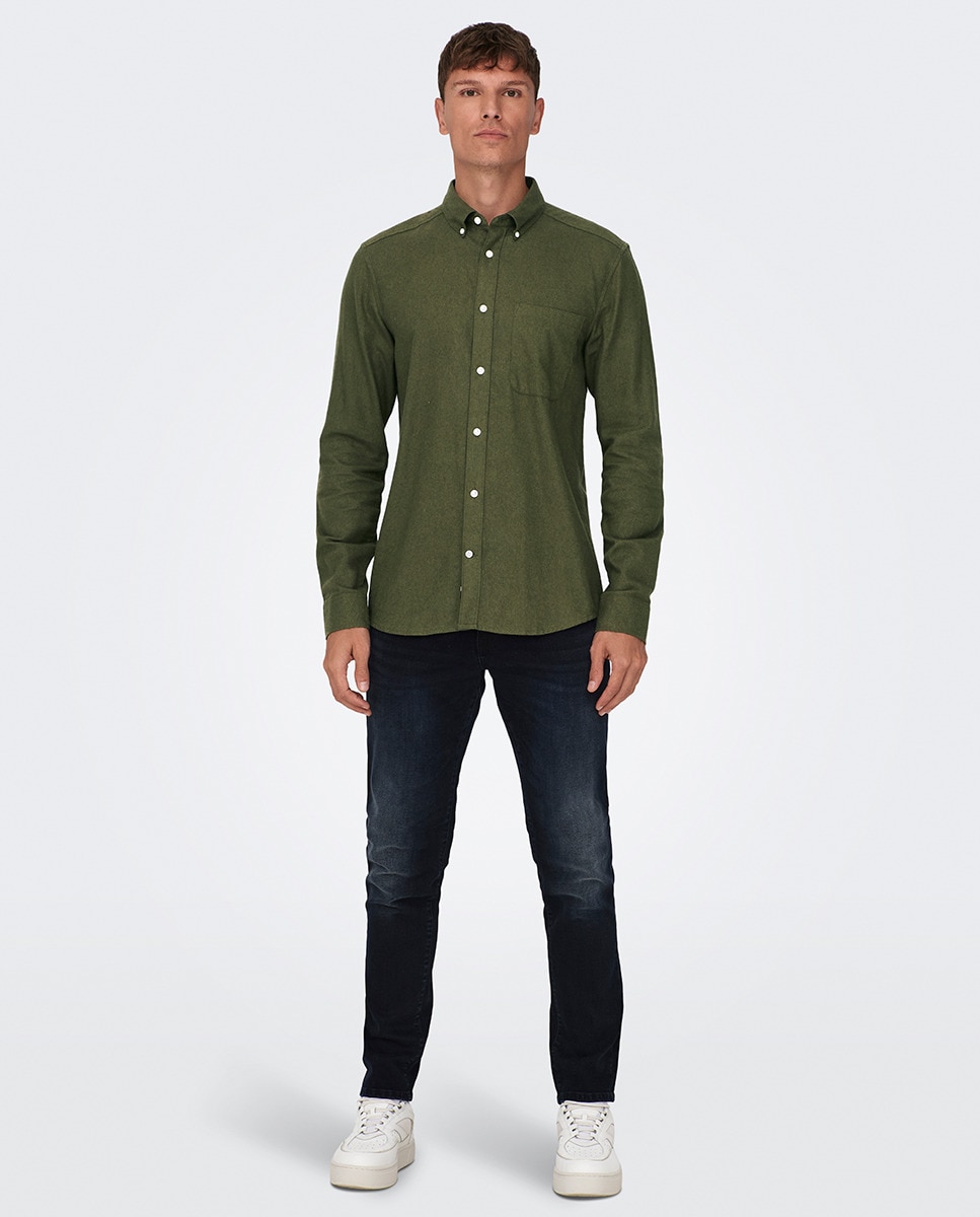 Camisa Slim Fit Verde-escuro-6