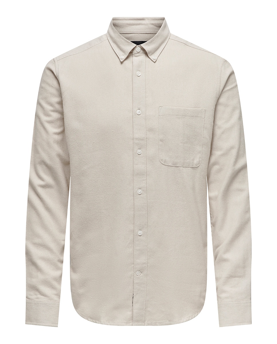 Camisa Slim Fit Bege-5