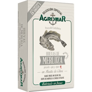 huevas de merluza en aceite de oliva lata 78 g neto escurrido - Agromar