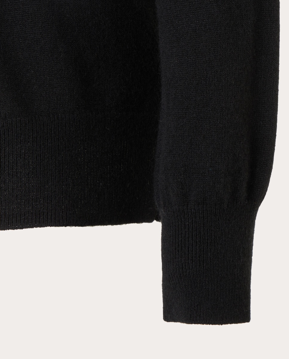 Camisola de Malha de Caxemira Preto-4
