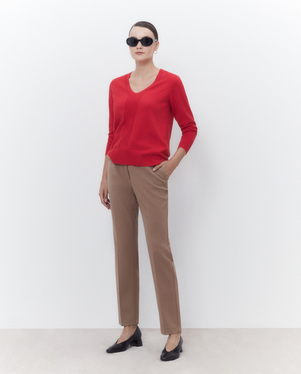 Pull à col en V et manches longues