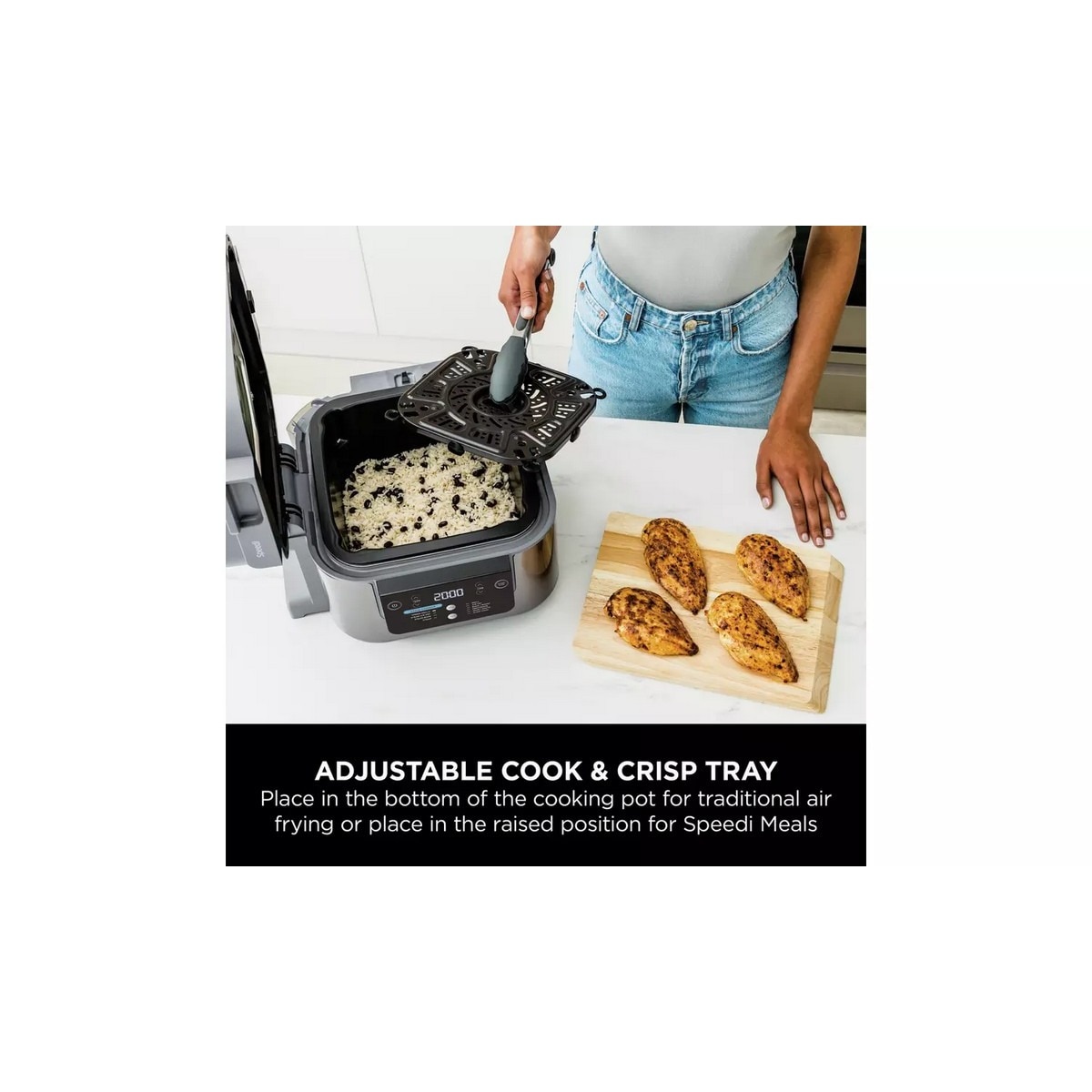 Panela Elétrica Multifunções e Fritadeira Air Fryer Ninja ON400EU Speedi de 1760 W e de 5,7 Litros - Revestimento Cerâmico Antiaderente Cinzento Cinzento-9