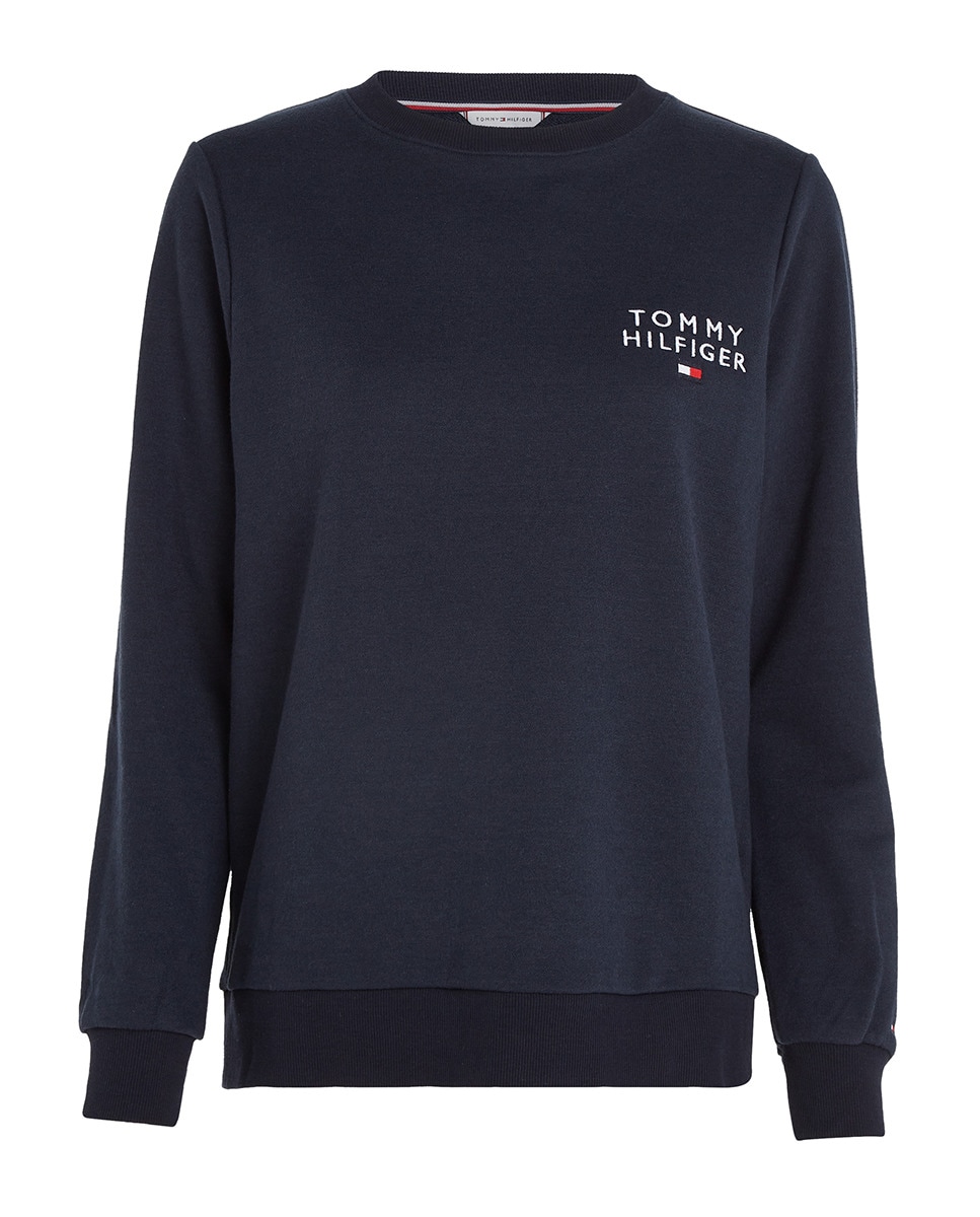 Sweatshirt com Logótipo e Decote Redondo Azul-4