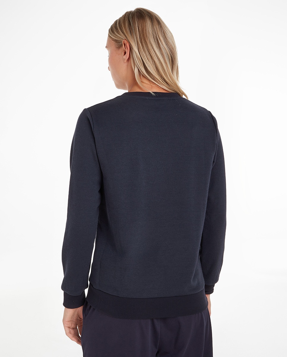 Sweatshirt com Logótipo e Decote Redondo Azul-2
