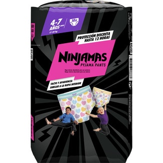 braguitas de noche absorbentes para niñas 4-7 años 17-30 kg bolsa 10 unidades - Ninjamas