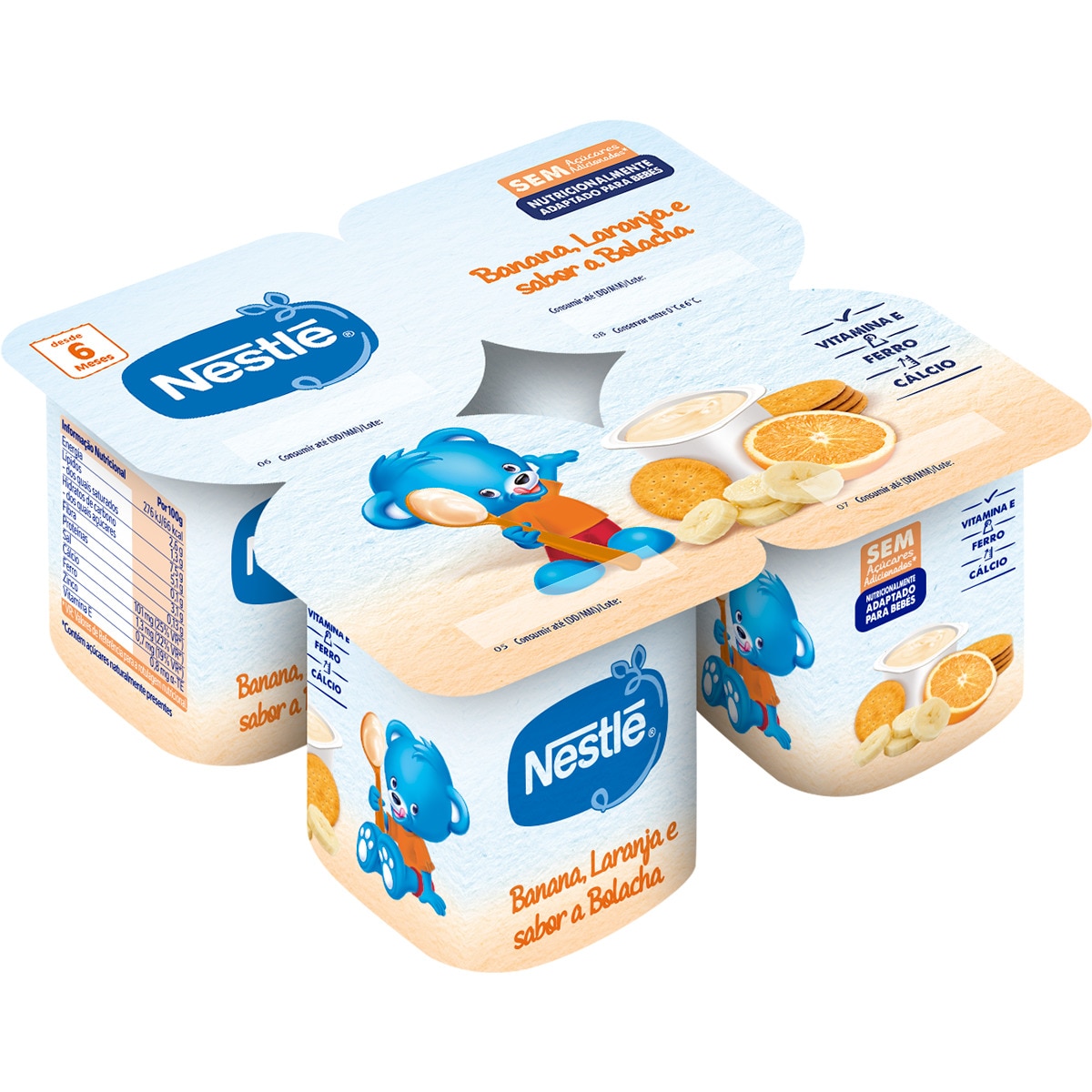 Iogurte de Banana, Laranja e Bolacha Pack 4 embalagem 100 g