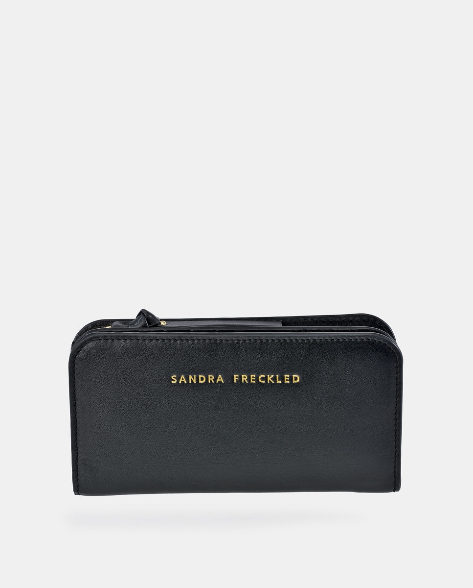 Carteira com Porta-Cartões em Pele - Preto Preto-1