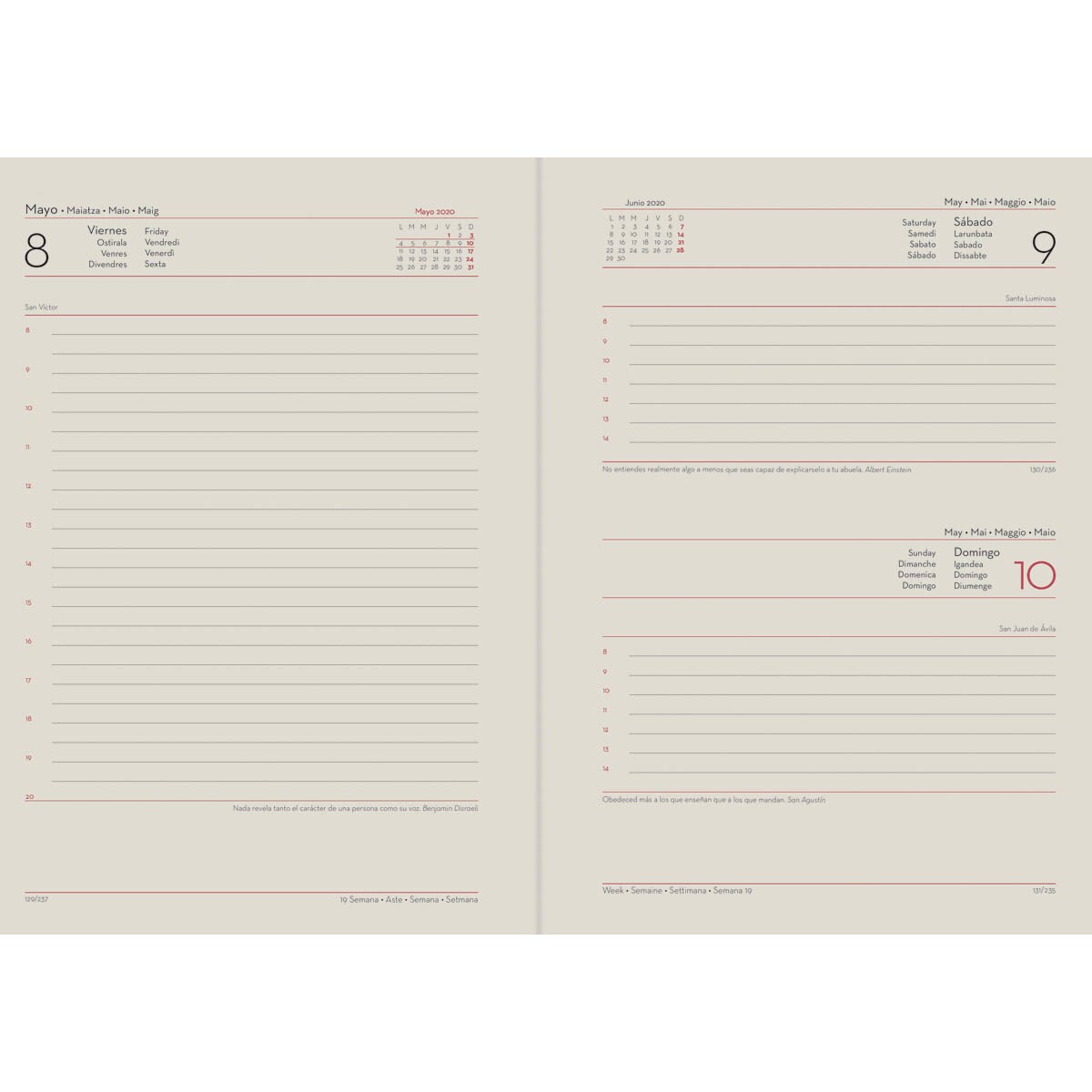 Agenda día 17x24 cm Chiusa Deusto azul multilingüe Azul-2