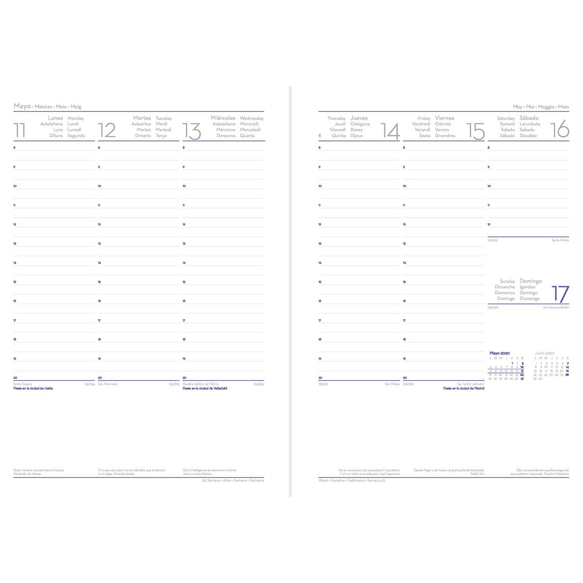 Agenda Semana 17x24 cm Edolo Deusto azul multilingüe Azul-2