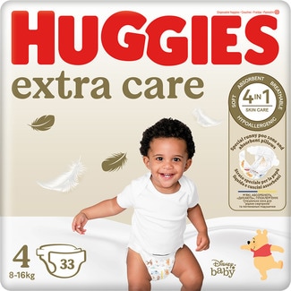 pañales hipoalergénicos Extra Care con cuidado de la piel 4 en 1 talla 4 (8-16 kg) bolsa 33 unidades - Huggies