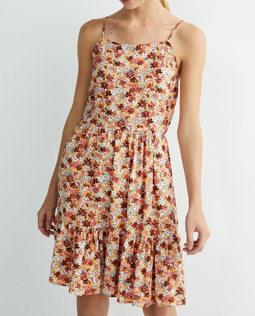 Imagen 0 de Vestido corto de tirantes con estampado de flores