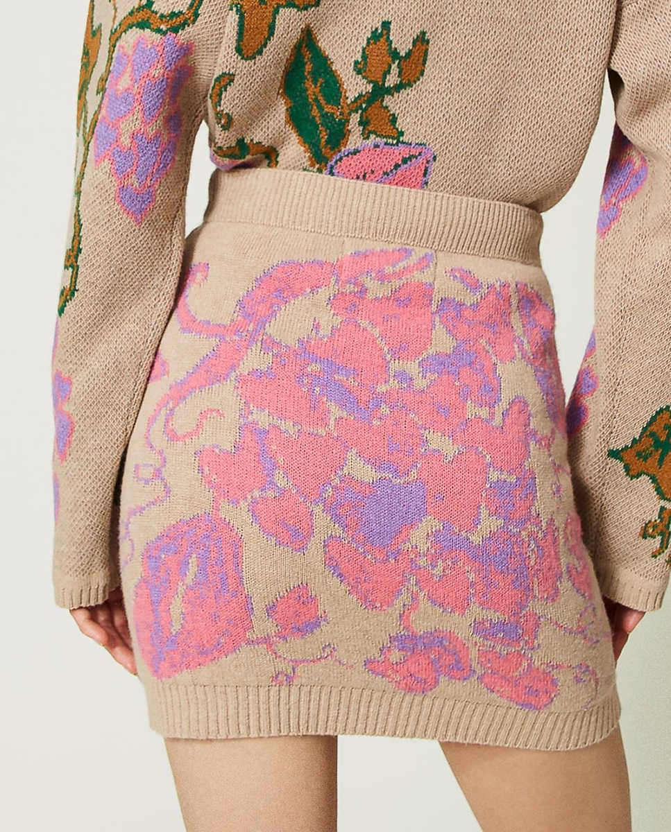 Minissaia de Jacquard em Tecido Treeblend Castanho-3