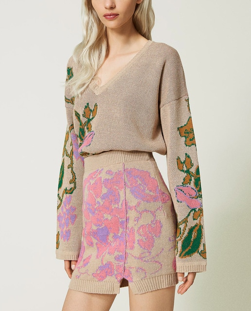 Imagen 0 de Minifalda de jacquard en tejido Treeblend