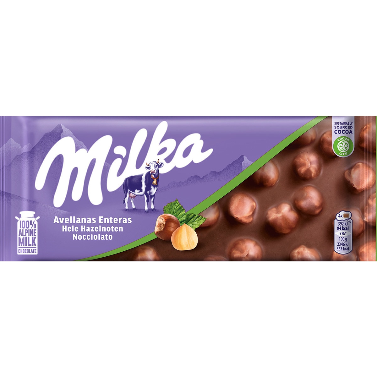 Chocolate com Avelãs Inteiras tablete 100 g