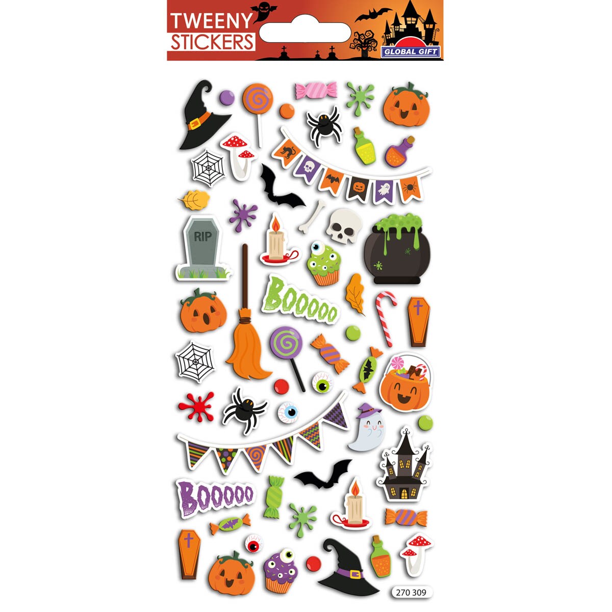 Pegatinas Tweeny Foamy Halloween multielementos Global Gift naranja 1