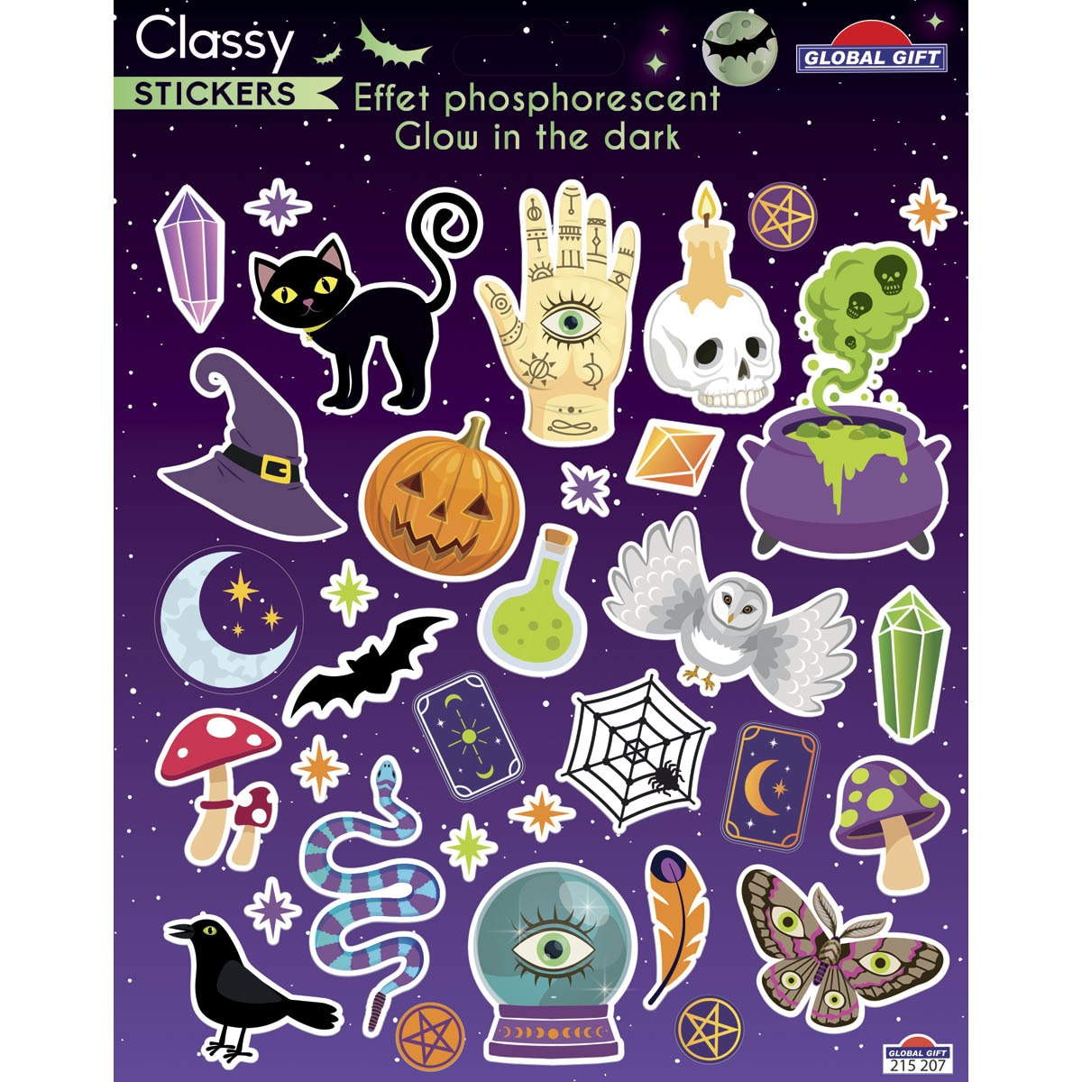 Imagen 0 de Pegatinas Classy Halloween brillo en la oscuridad Global Gift verde