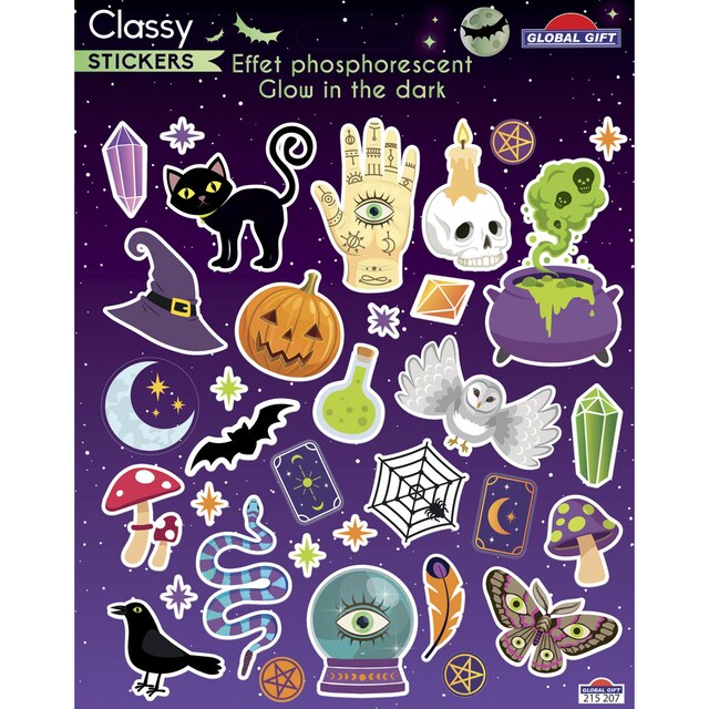 Imagen 0 de Pegatinas Classy Halloween brillo en la oscuridad Global Gift verde
