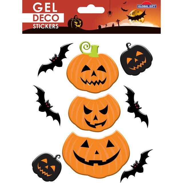 Imagen 0 de Pegatinas gel deco Halloween calabazas Global Gift naranja