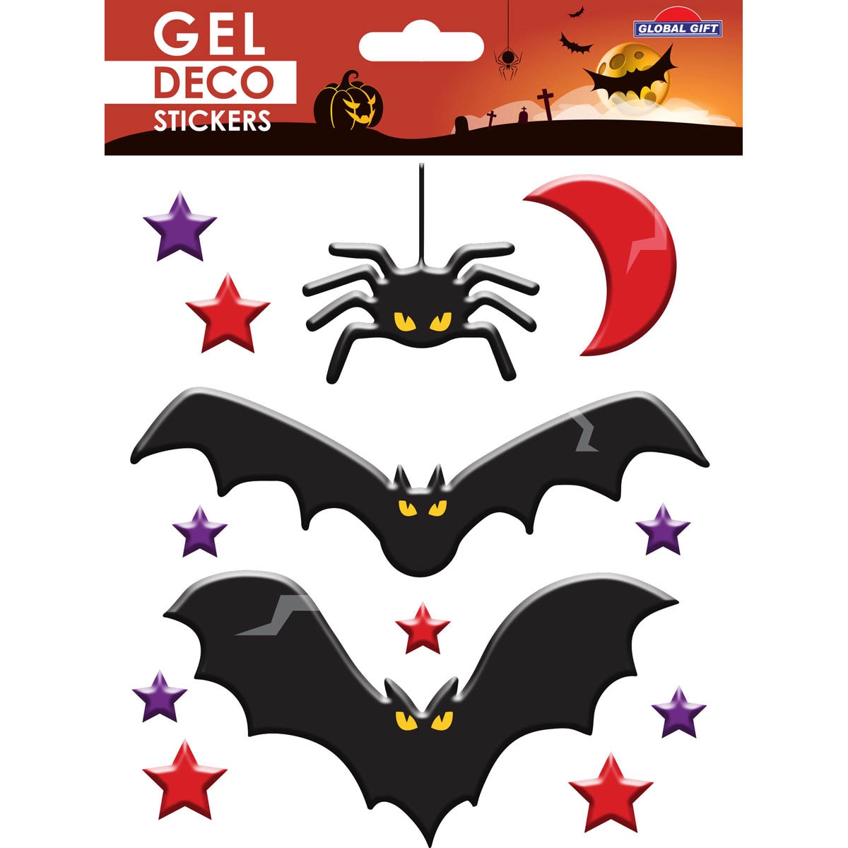 Imagen 0 de Pegatinas gel deco Halloween murciélagos Global Gift negro