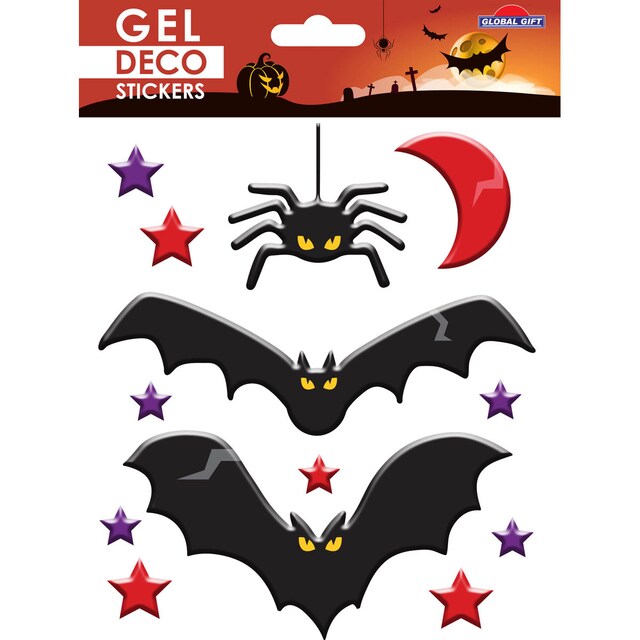 Imagen 0 de Pegatinas gel deco Halloween murciélagos Global Gift negro