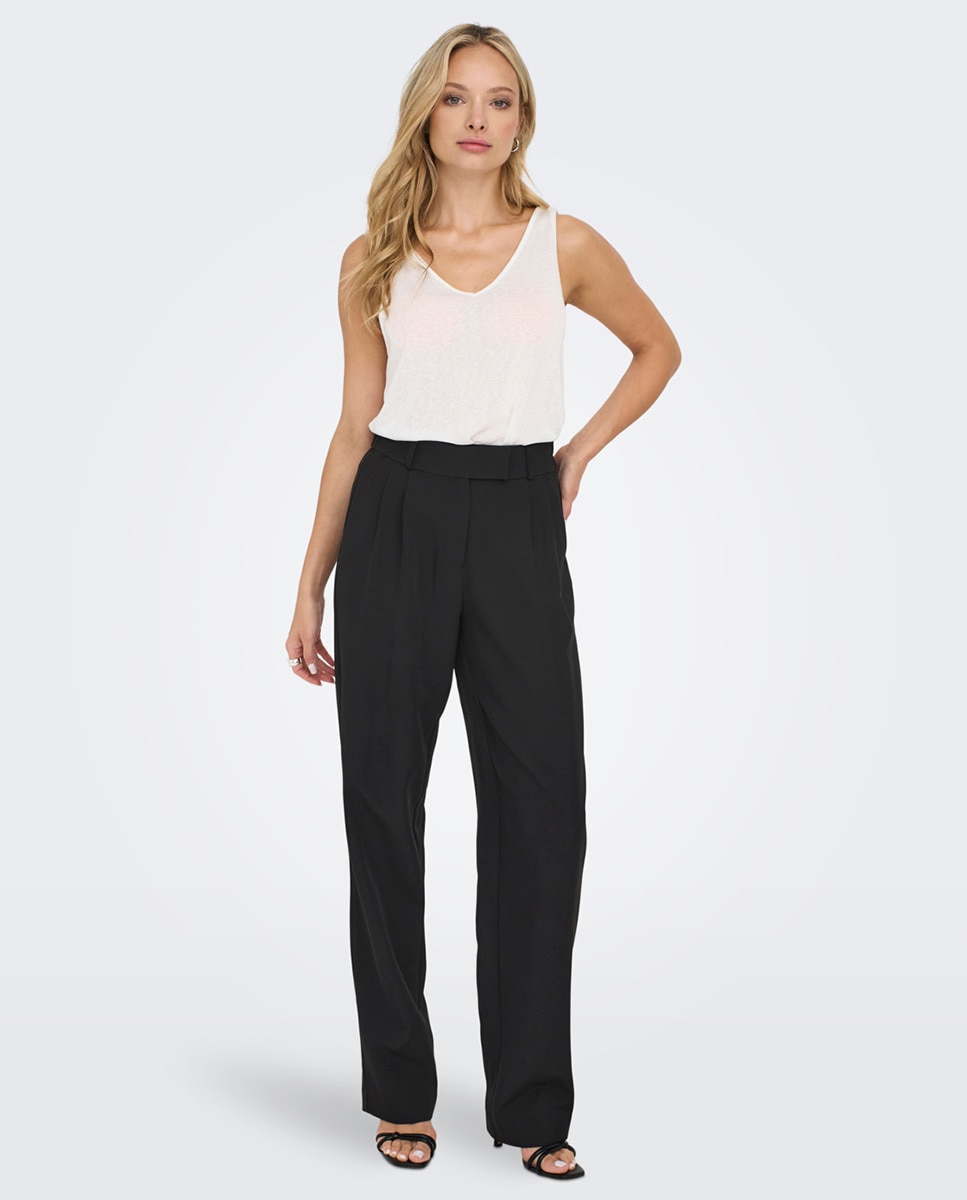 Pantalon chino taille haute coupe droite