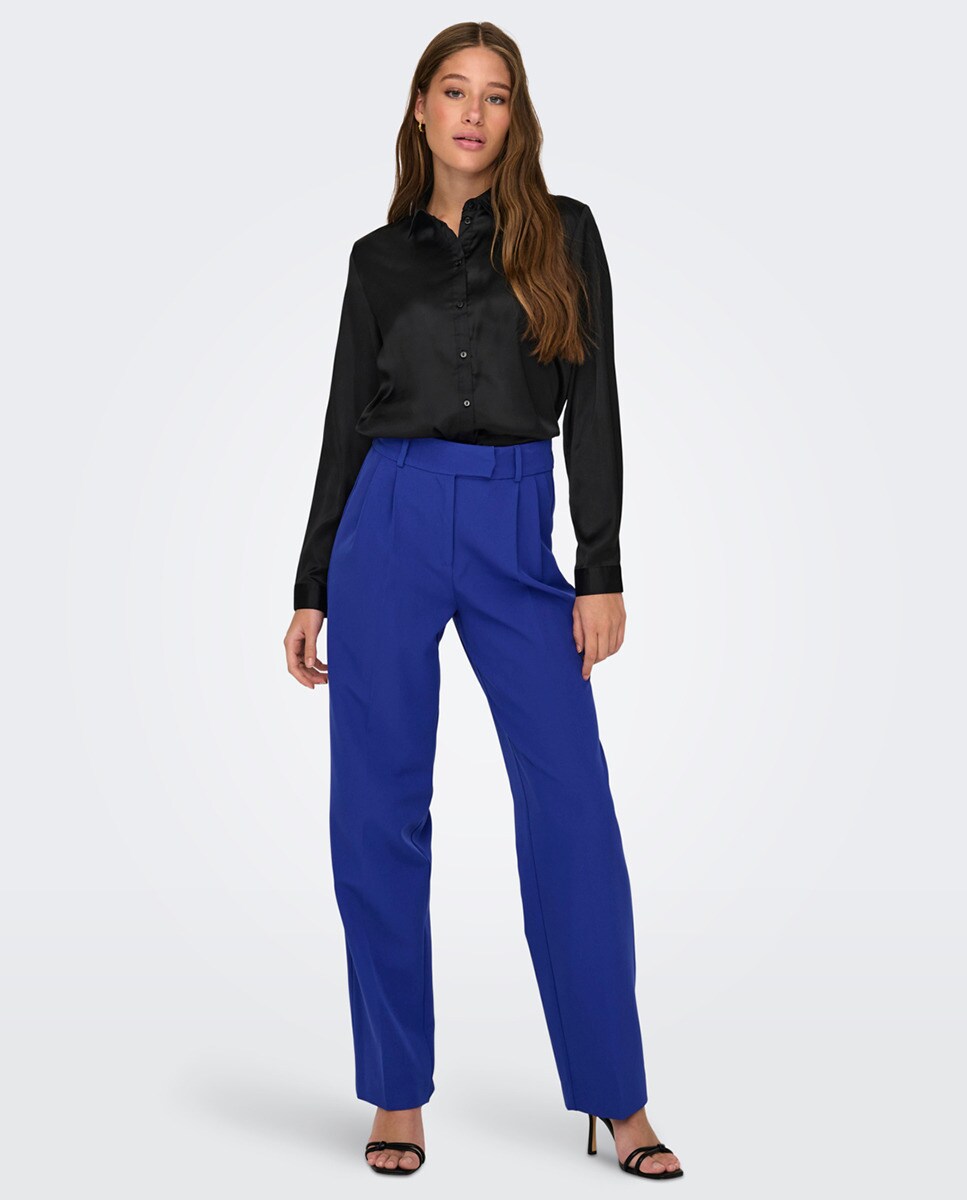 Pantalon chino taille haute coupe droite