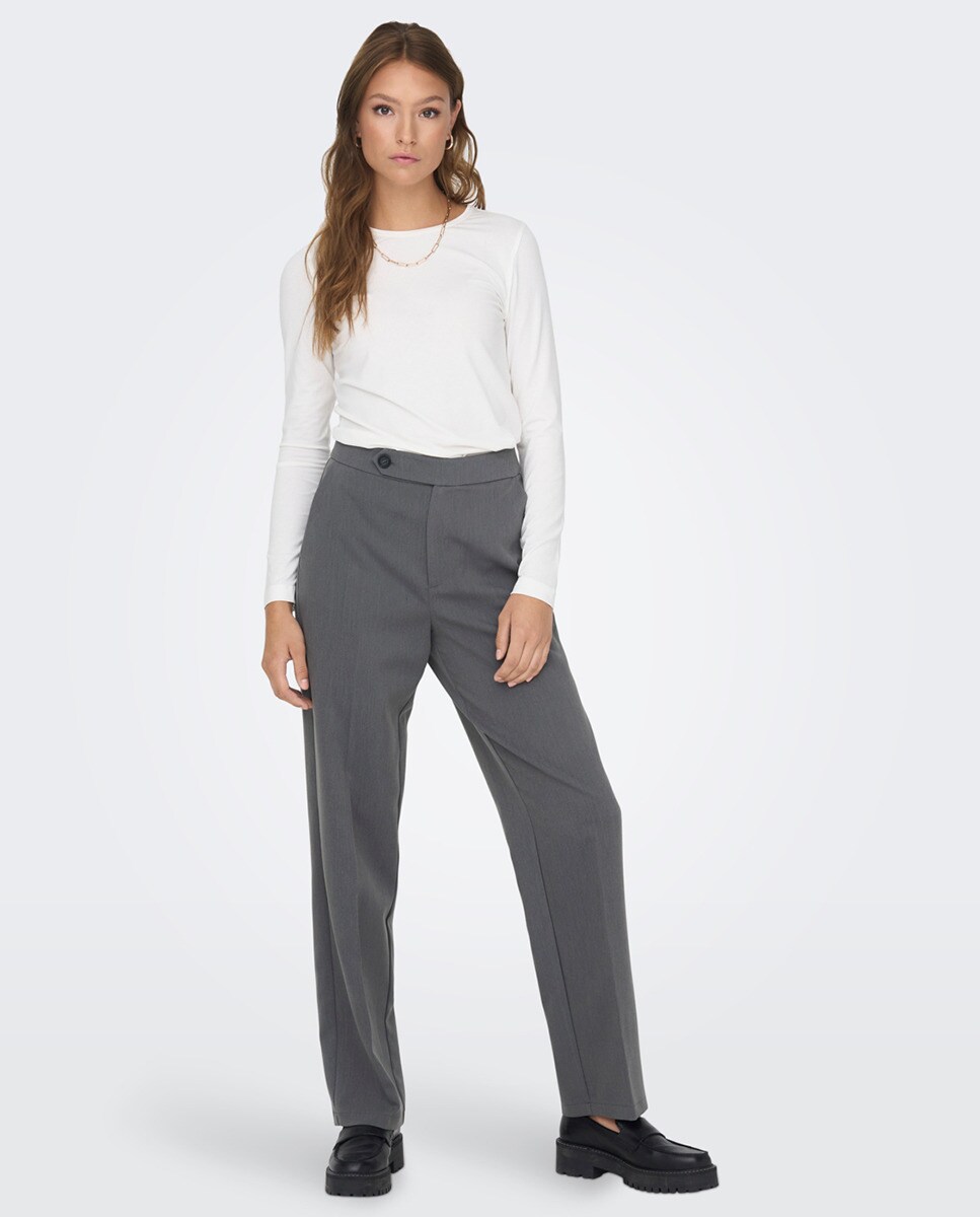 Pantalon droit à taille haute