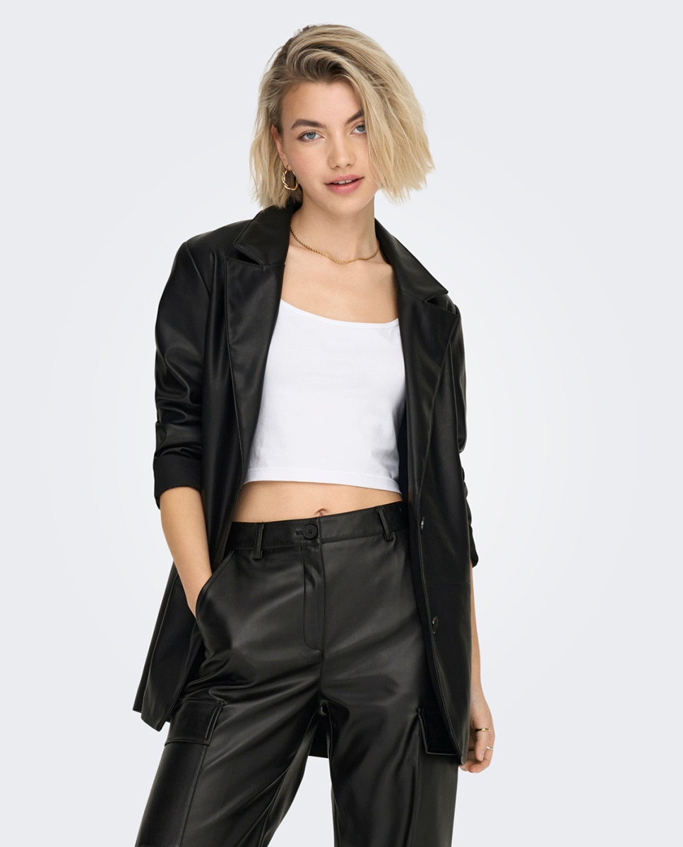 Blazer oversize effet cuir