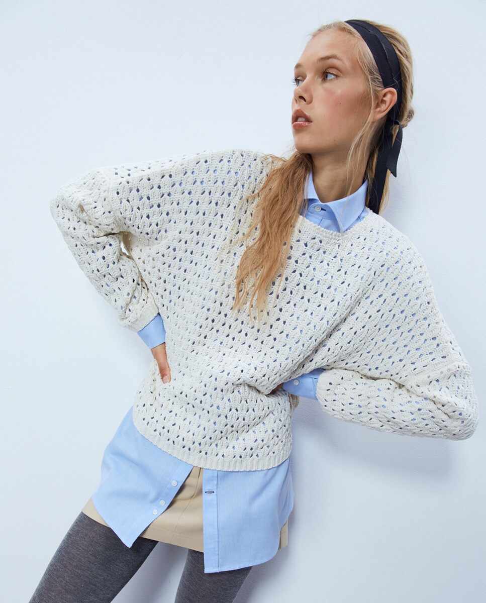 Pull ajouré chenille