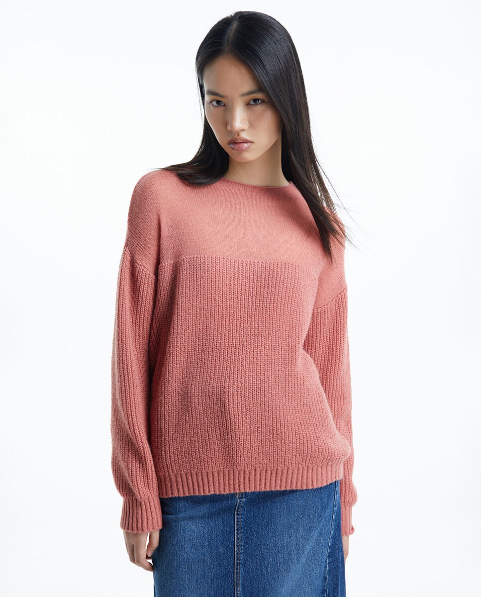 Pull col cheminée empiècement