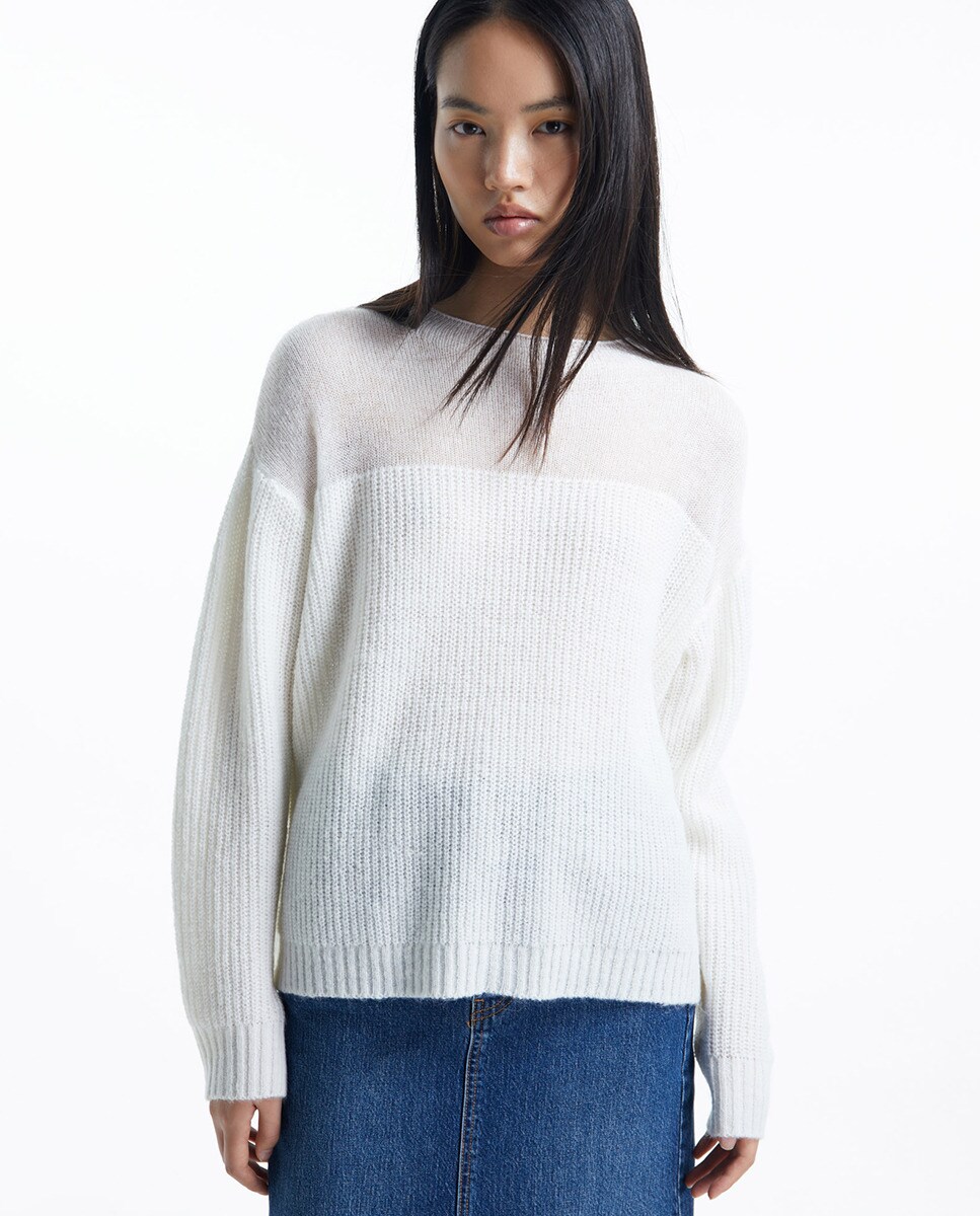 Pull col cheminée empiècement