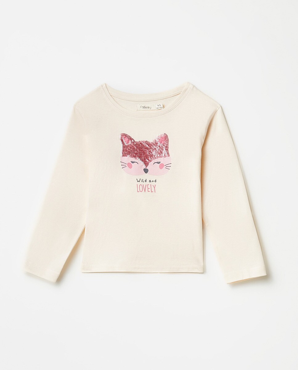 Tshirt à manches longues avec motif renard