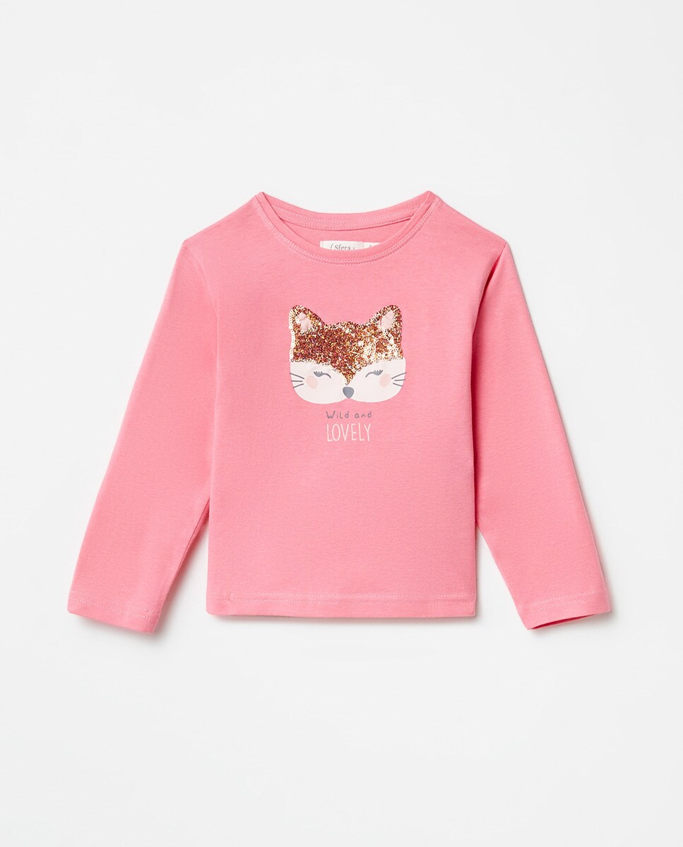 Tshirt à manches longues avec motif renard