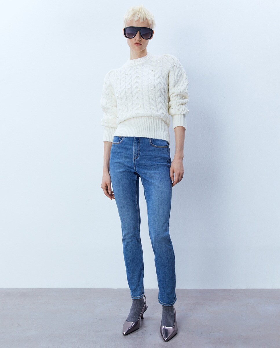 Jean slim taille haute