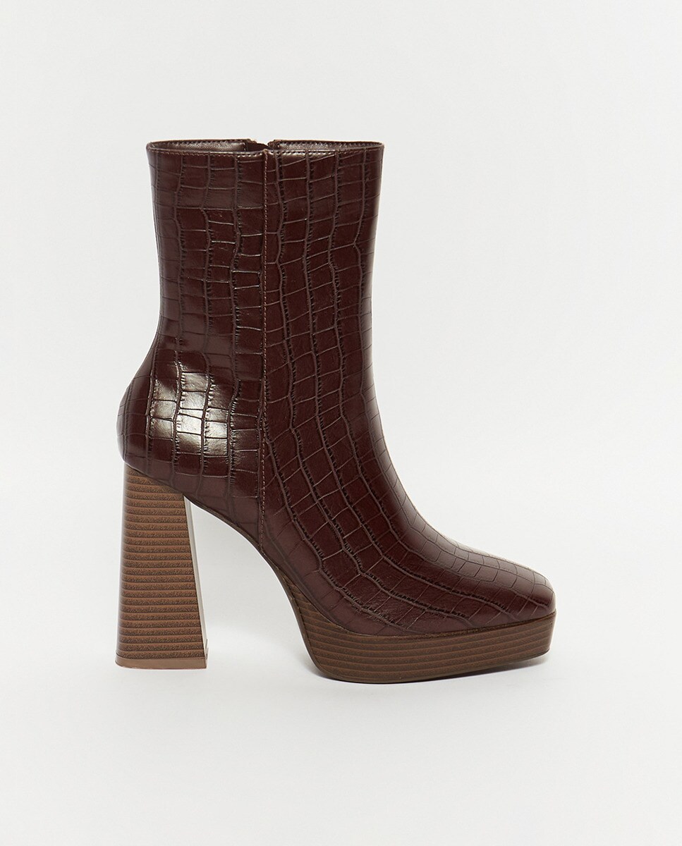 Bottines plateforme croco