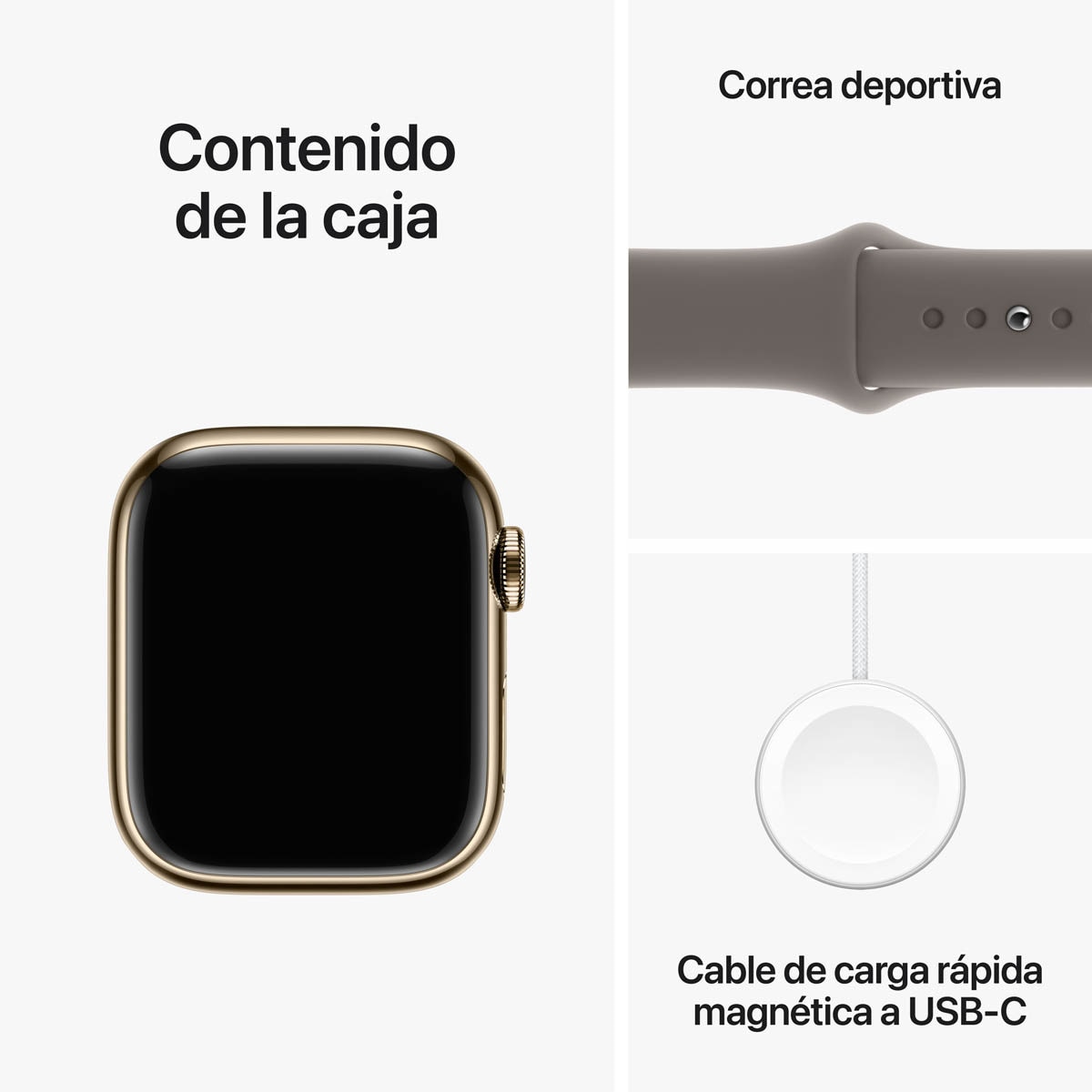 Apple Watch Series 9 GPS + Cellular 41 mm Aço inoxidável dourado com bracelete de argila M/L Ouro-11