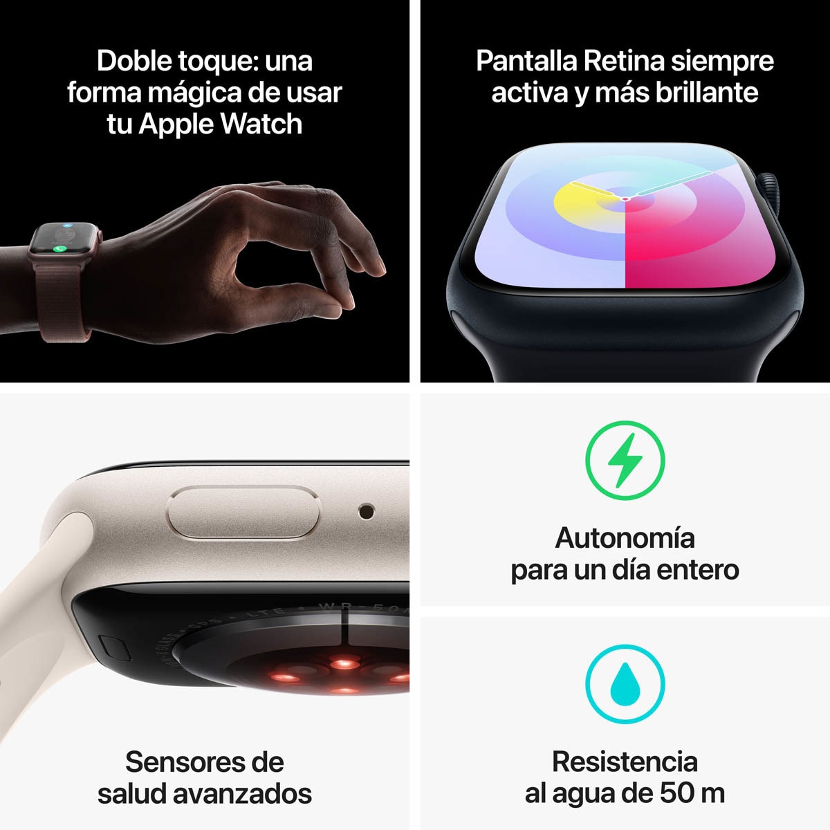 Apple Watch Series 9 GPS + Cellular 41 mm Aço inoxidável dourado com bracelete de argila M/L Ouro-10