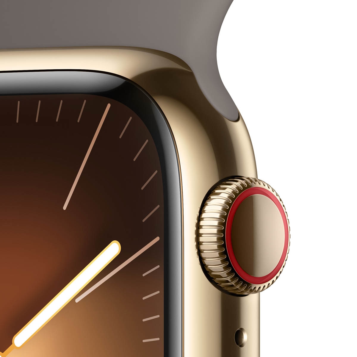 Apple Watch Series 9 GPS + Cellular 41 mm Aço inoxidável dourado com bracelete de argila M/L Ouro-4