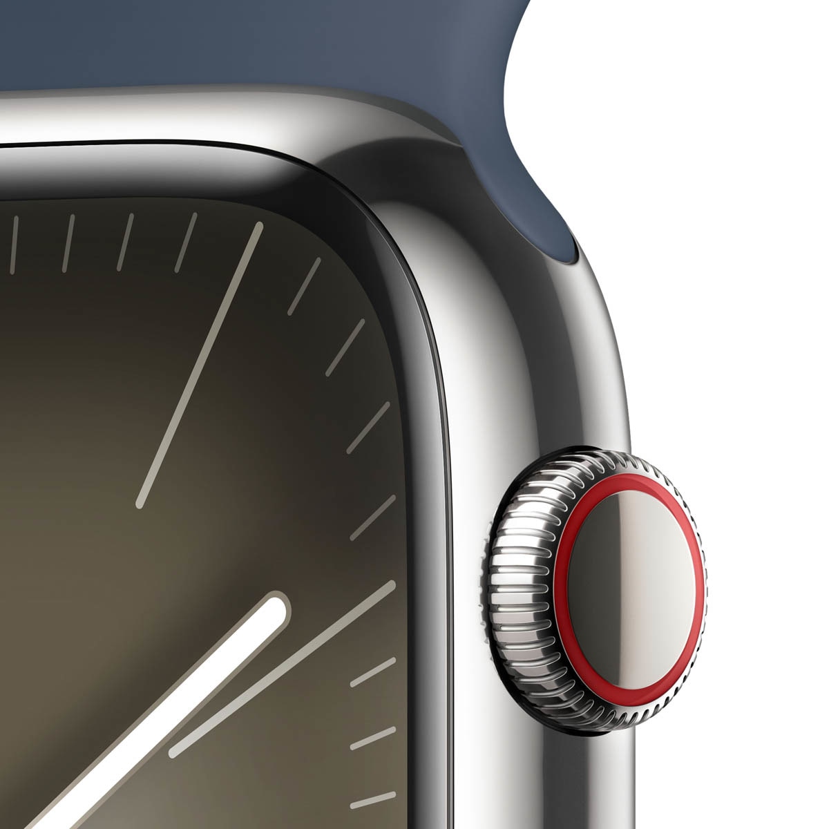 Apple Watch Series 9 GPS + Cellular 45 mm Aço inoxidável Prata com bracelete Storm Blue M/L Prata-4
