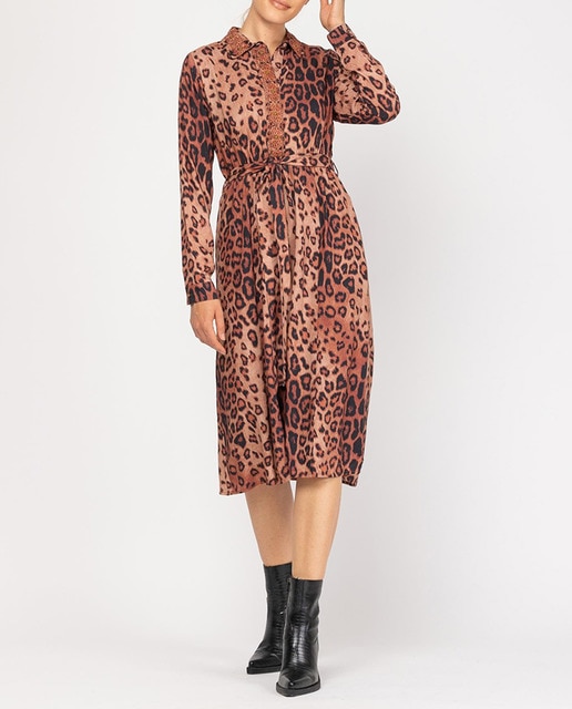 Imagen 0 de Vestido midi con corte en cintura y falda evasé