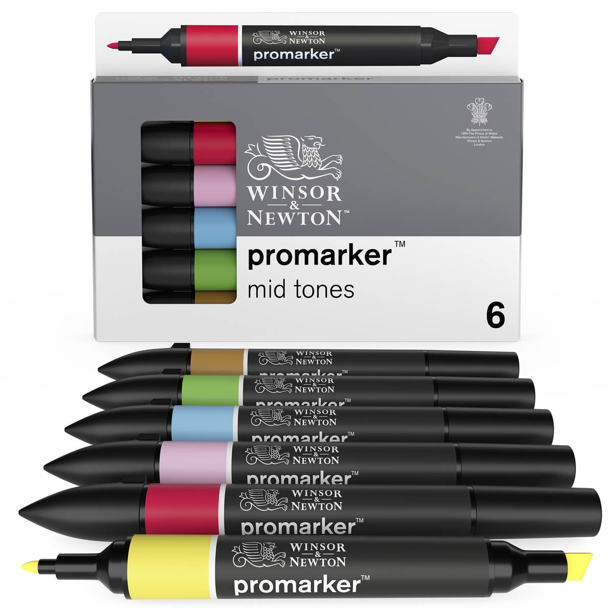 Imagem 0 de Conjunto de 6 marcadores Promarker tons médios Winsor&Newton