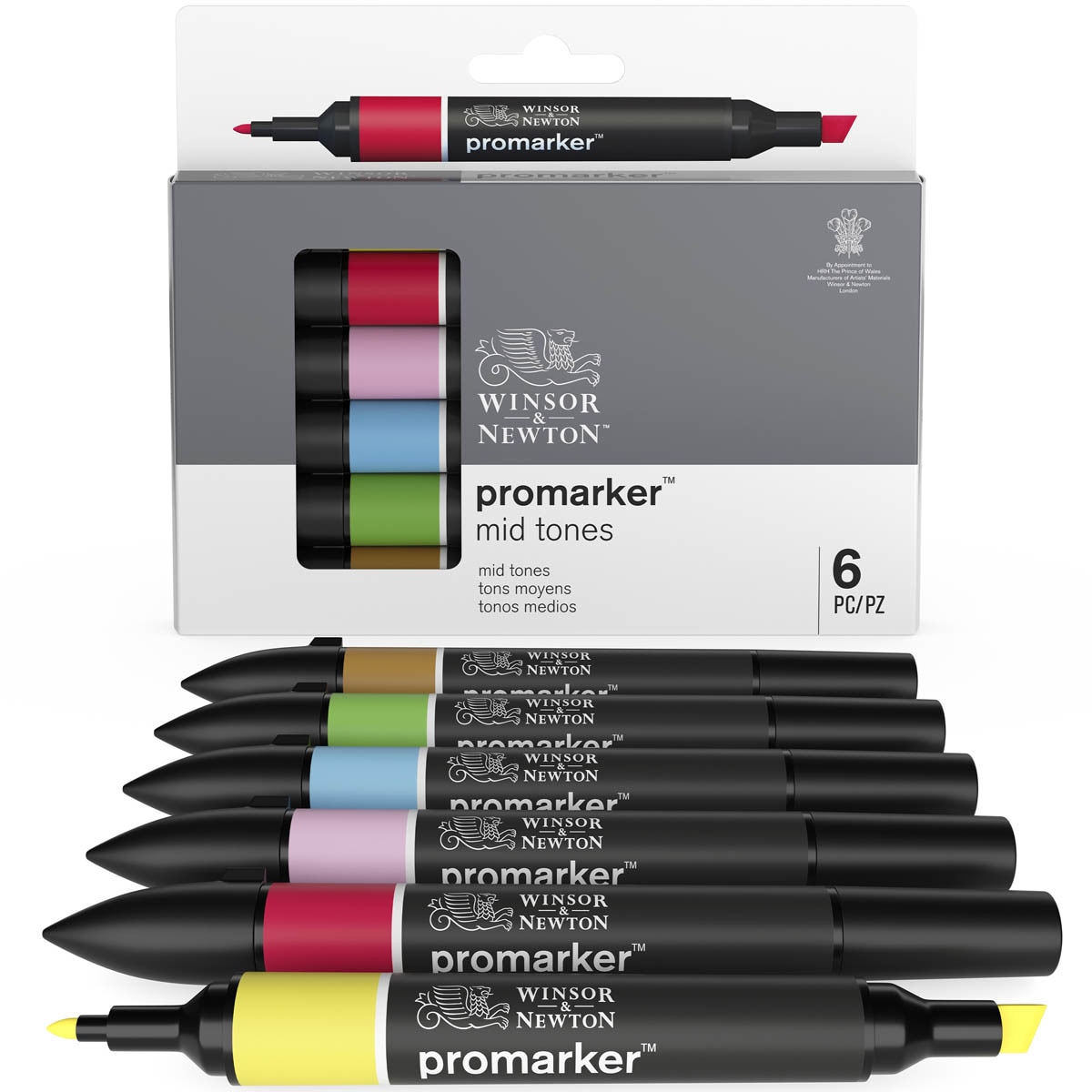 Set 6 Rotuladores Promarker Tonos Medios Winsor&Newton 11