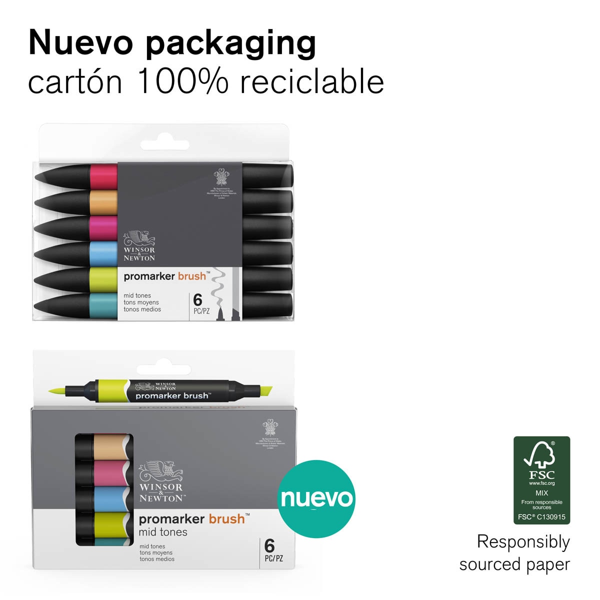 Set 6 Rotuladores Brushmarker Tonos Ricos Winsor&Newton 6