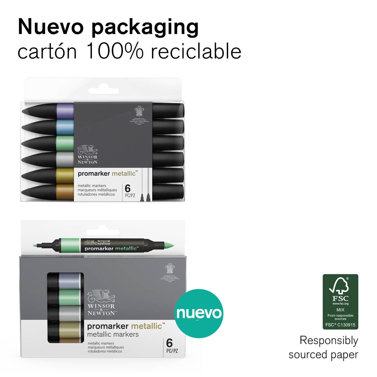 Set 6 Rotuladores Metalic Marker Winsor&Newton 8