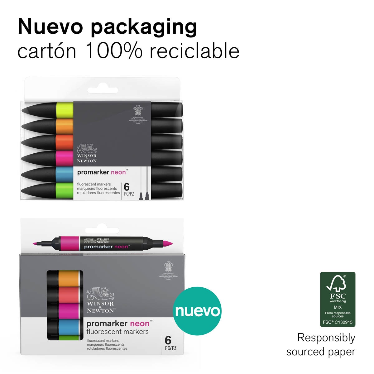 Set 6 Rotuladores Neon Marker Winsor&Newton 7