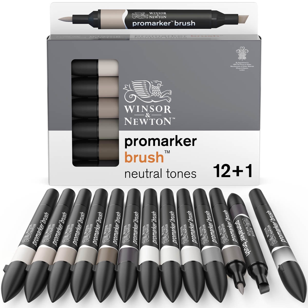 Set 12 Rotuladores Brushmarker Tonos Grises Winsor&Newton 1