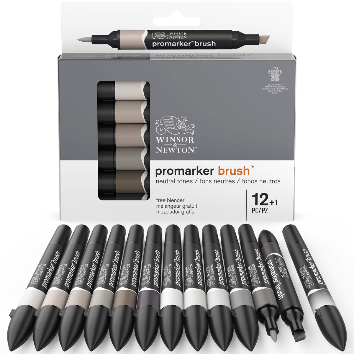 Set 12 Rotuladores Brushmarker Tonos Grises Winsor&Newton 10