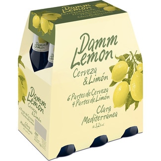 cerveza rubia con limón Clara Mediterránea pack 6 botellas 25 cl (6 Partes de Cerveza y 4 Partes de Limón) - Damm Lemon