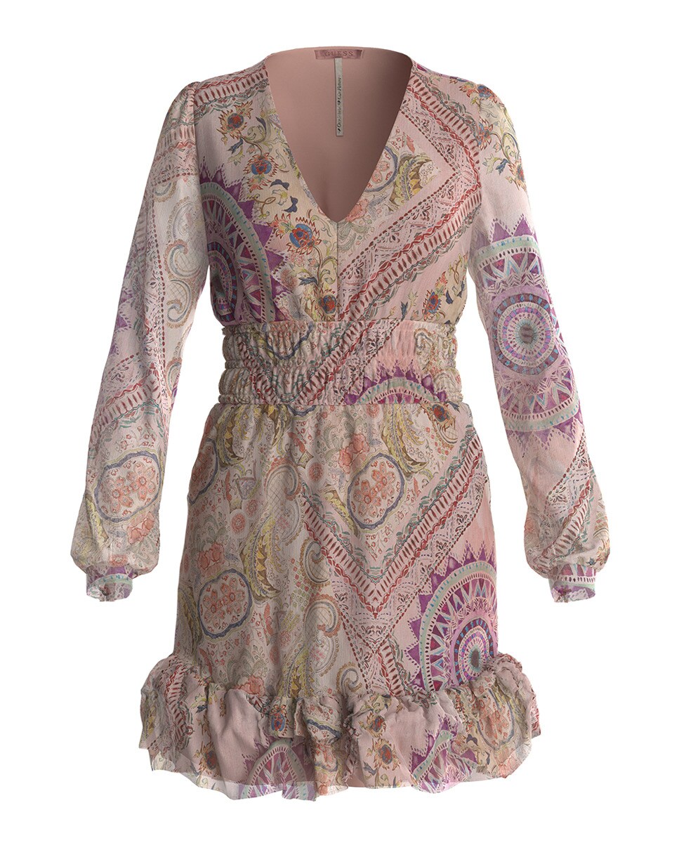 Robe chemisier courte à manches longues