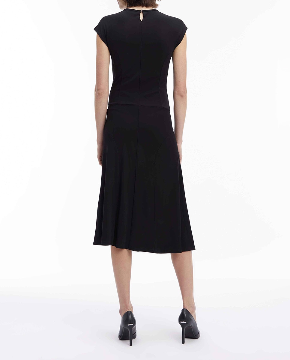 black dress with red details Stolen Stores MINI RUFFLE MAXI SLIP DRESS IN Black AND RED
